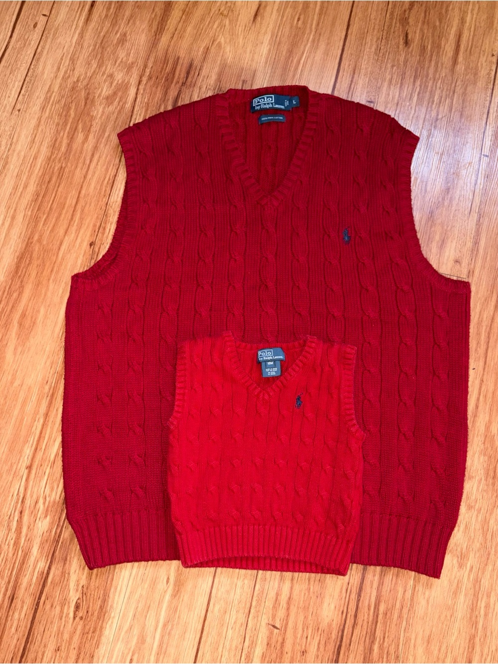 Polo by Ralph Lauren Cable Knit V-Neck Sweater Vest Father/Son set